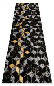 Dywany Łuszczów Behúň Gloss 400B 86 3D geometric black/gold - 60x200 cm