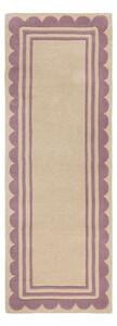 Ručne tkaný vlnený behúň vo fialovo-prírodnej farbe 80x230 cm Lois Scallop – Flair Rugs