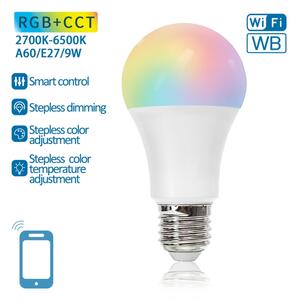 LED RGBW Stmievateľná žiarovka A60 E27/9W/230V 2700-6500K Wi-Fi - Aigostar