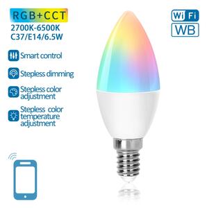 LED RGBW Stmievateľná žiarovka C37 E14/6,5W/230V 2700-6500K Wi-Fi - Aigostar