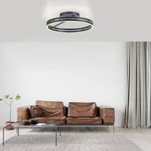 PURE stropné LED svetlo Loop, sivá, kov, Ø 60 cm,, Hliník / sivá / zinok, Obývacia izba / jedáleň, Hliník, Moderný, Stropné svetlo polkruhové s priestorom