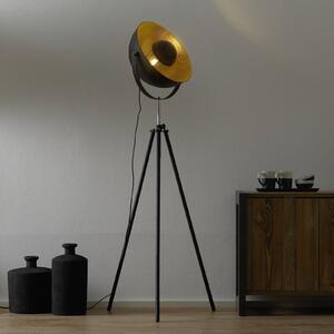 Trojnohá stojaca lampa Lenn, čierno-zlatá
