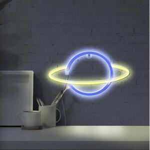 LED Neónová nástenná dekorácia PLANET LED/3W/3xAA USB modrá/žltá