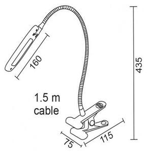 ACA Lighting LED stolný lampička s vypínačom a klipom BAZ 5W/230V/4000K/340Lm/120°/IP20, biela