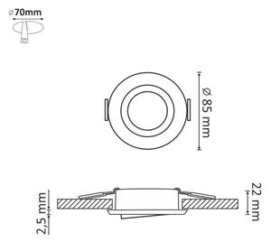 Podhľadové svietidlo EAST OPAL 1xGU10/8W/230V pr. 8,5 cm zlatá