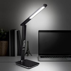SOLIGHT LED stolný lampička s displejom 9W/3000K-6000K/500Lm, čierna