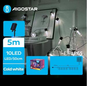 Aigostar - solárny LED reťazec 10xLED/8 režimov 6,5 m IP65 studená biela