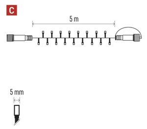 LED Vonkajšia vianočná reťaz 50xLED/5m IP44 studená biela
