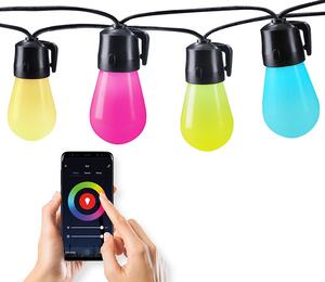 SOLIGHT LED smart párty reťaz 10W, RGB, bluetooth, 15 žiaroviek, 14m+6m, IP44