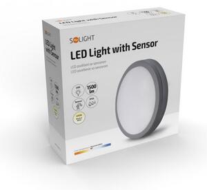 SOLIGHT LED vonkajšie osvetlenie so senzorom Siena sivé 20W, 1500lm, 4000K, IP54, 23cm