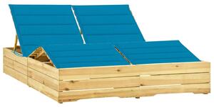 Dvojité ležadlo a modré podložky impregnované borovicové drevo
