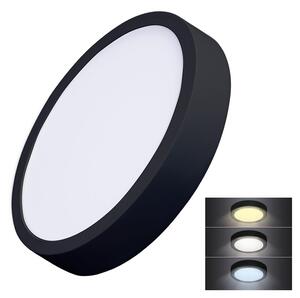 SOLIGHT LED mini panel CCT, prisadený, 24W, 1800lm, 3000K, 4000K, 6000K, okrúhly čierny
