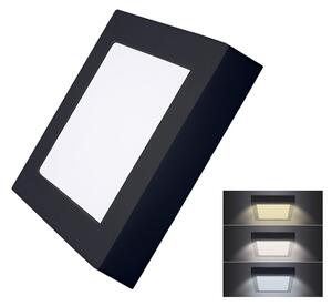 SOLIGHT LED mini panel CCT, prisadený, 12W, 900lm, 3000K, 4000K, 6000K, štvorcový čierny