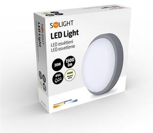 SOLIGHT LED vonkajšie svietidlo 13W, 910lm, 4000K, IP54, 17cm, kruhové šedé