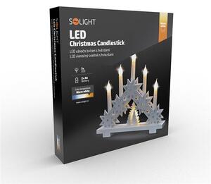 SOLIGHT LED vianočný svietnik s hviezdami, 30cm, 5x LED, 2x AA