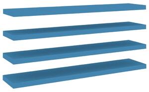 Plávajúce nástenné police 4 ks modré 120x23,5x3,8 cm MDF