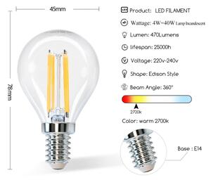 LED Žiarovka G45 E14/4W/230V 2700K - Aigostar