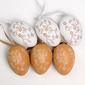 Velkonočné vajíčka na zavesenie plast biela/hnedá 6cm cena za 6ks