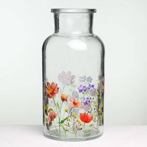 Váza kvety sklo - číra 8x8x16,5cm