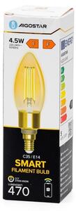 LED Stmievateľná žiarovka FILAMENT C35 E14/4,5W/230V 2700-6500K Wi-Fi - Aigostar