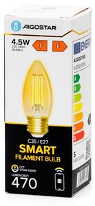 LED Stmievateľná žiarovka FILAMENT C35 E27/4,5W/230V 2700-6500K Wi-Fi - Aigostar