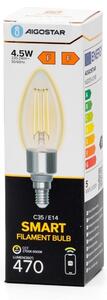 LED Stmievateľná žiarovka FILAMENT C35 E14/4,5W/230V 2700-6500K Wi-Fi - Aigostar