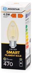 LED Stmievateľná žiarovka FILAMENT C35 E27/4,5W/230V 2700-6500K Wi-Fi - Aigostar