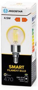 LED Stmievateľná žiarovka FILAMENT G45 E14/4,5W/230V 2700-6500K Wi-Fi - Aigostar
