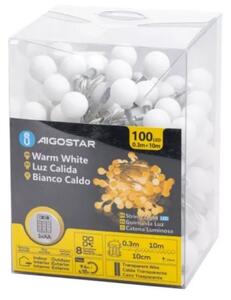 Aigostar - LED vonkajšia svetelná reťaz 100xLED/3xAA/8 funkcií 10,3 m IP44 teplá biela
