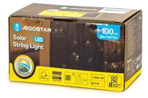 Aigostar - solárny LED svetelný reťazec 100xLED/8 funkcií 4x1m IP65 teplá biela