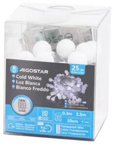 Aigostar - Exteriérová LED svetelná reťaz 25xLED/3xAA/8 funkcií 2,8 m IP44 studená biela