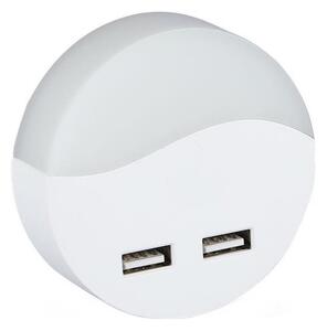LED Nočné svetlo so senzorom súmraku do zásuvky 2xUSB LED/0,45W/230V 3000K