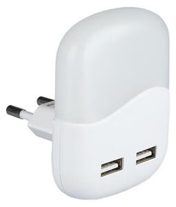 LED Nočné svetlo so senzorom súmraku do zásuvky 2xUSB LED/0,45W/230V 3000K