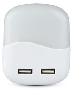 LED Nočné svetlo so senzorom súmraku do zásuvky 2xUSB LED/0,45W/230V 3000K