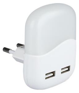 LED Nočné svetlo so senzorom súmraku do zásuvky 2xUSB LED/0,45W/230V 4000K