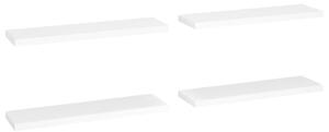 Plávajúce nástenné police 4 ks, biele 90x23,5x3,8 cm, MDF