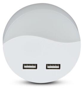 LED Nočné svetlo so senzorom súmraku do zásuvky 2xUSB LED/0,45W/230V 3000K