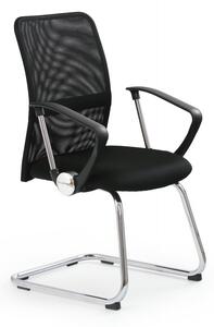 Konferenčná stolička VIRE SKID - látka, sieť, čierna