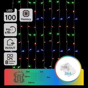 Aigostar - LED Vonkajšia vianočná reťaz 100xLED/8 funkcií 3xAA 4x1m IP44 multicolor