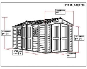 Zahradný plastový domček Apex Pro 15'x8', 12 m² - sivý + podlahová konštrukcia DURAMAX 40216