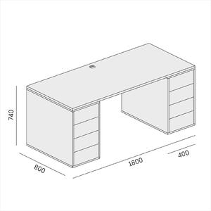 Kancelársky písací stôl s úložným priestorom BLOCK B03, biela/grafit