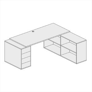 Kancelársky písací stôl s úložným priestorom BLOCK B04, biela/grafit