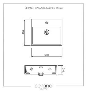 Cerano Toluca, umývadlo na dosku 50x42x14 cm, čierna, CER-CER-403374