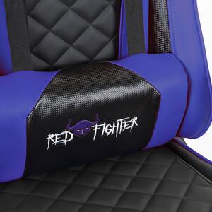 Herné kreslo RED FIGHTER C1 – umelá koža, čierna / modrá, nosnosť 150 kg