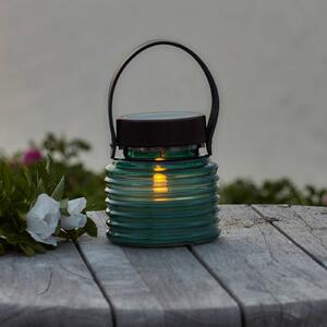 Solarna lampa Aston Jar, výška 12 cm, zelená/hnedá, IP44, Zelená, Sklo