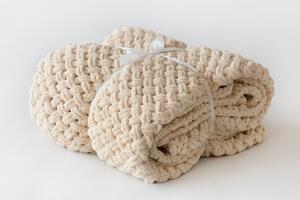 Deka Knittingly béžová Ručně pletená deka 130/170