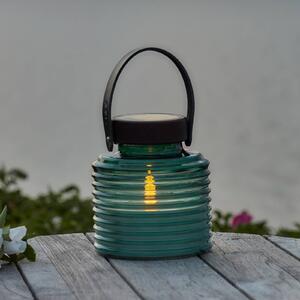 Solarna lampa Aston Jar, výška 16 cm, zelená/hnedá, IP44, Zelená, Sklo