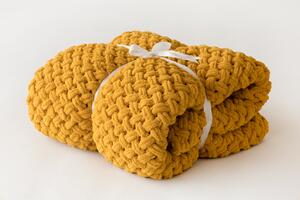 Deka Knittingly zlatá Ručně pletená deka 130/170