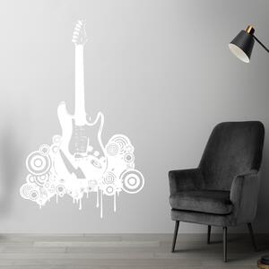 Veselá Stena Samolepka na stenu Elektrofonická gitara Farba: biela, Veľkosť: 60 x 37 cm