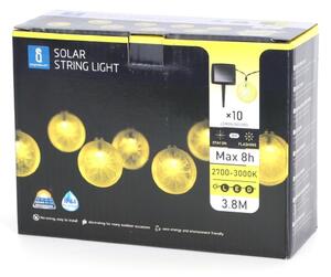Aigostar - LED solárny reťazec 10xLED/3,8m IP44 teplá biela